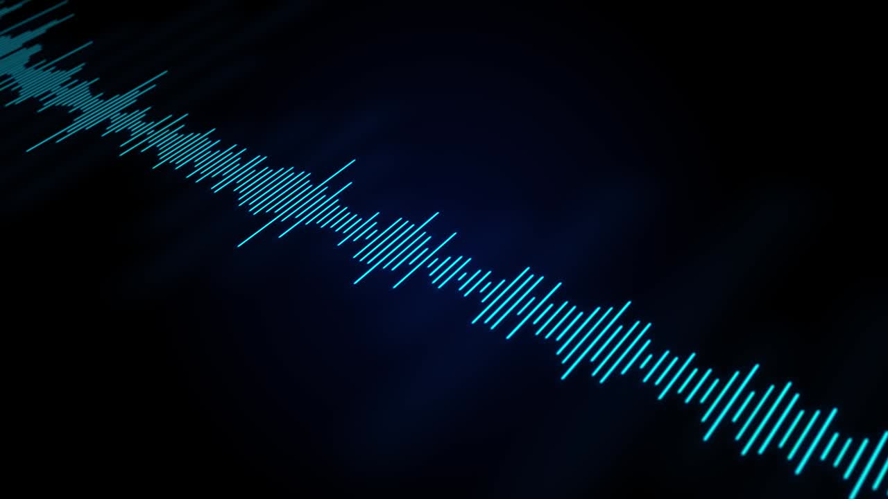 4K Abstract Audio wavefrom music waves oscillation loop Animation.