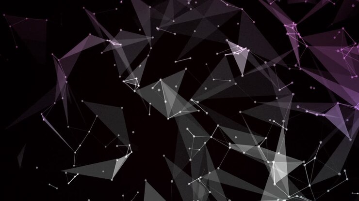 Abstract digital background with connected polygons loop