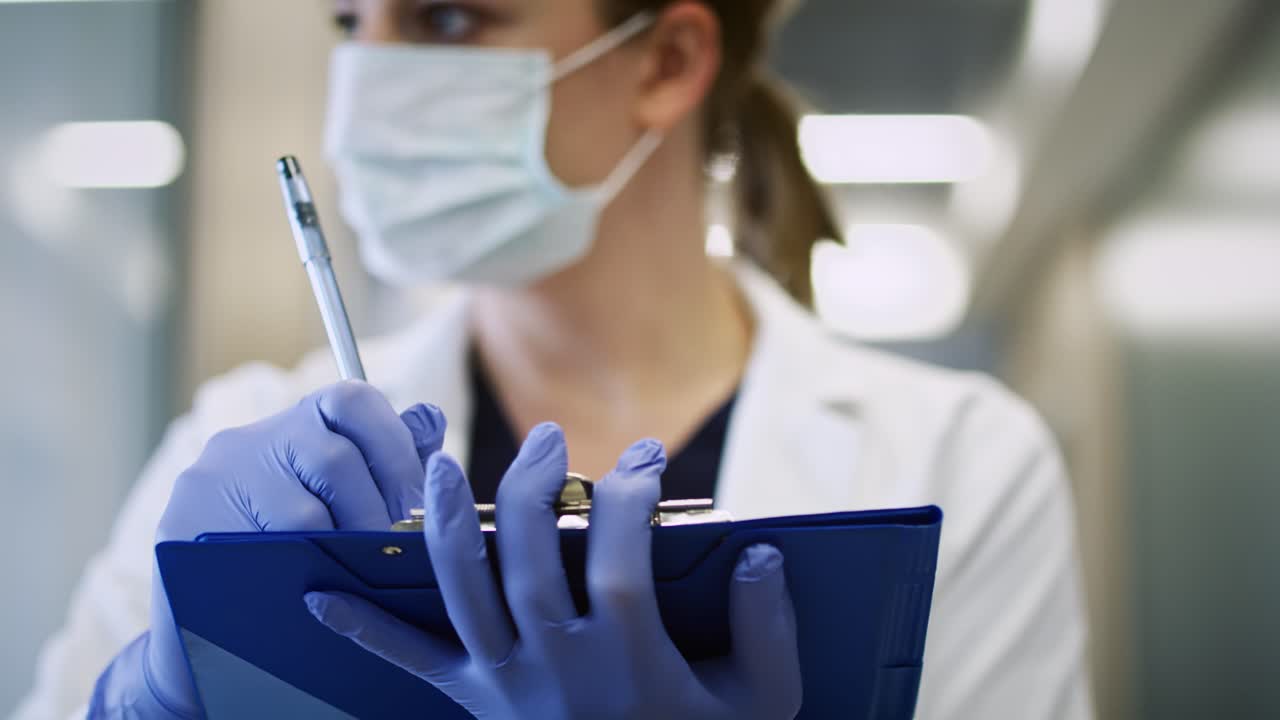 Doctor walking and making a medical exam