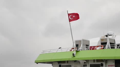 turkish flag on a ship