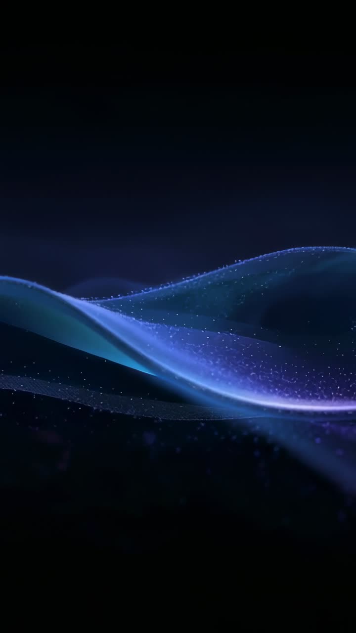Vertical video: Loop starting, ribbon with neon edge and faint echo undulating as wallpaper, sparks