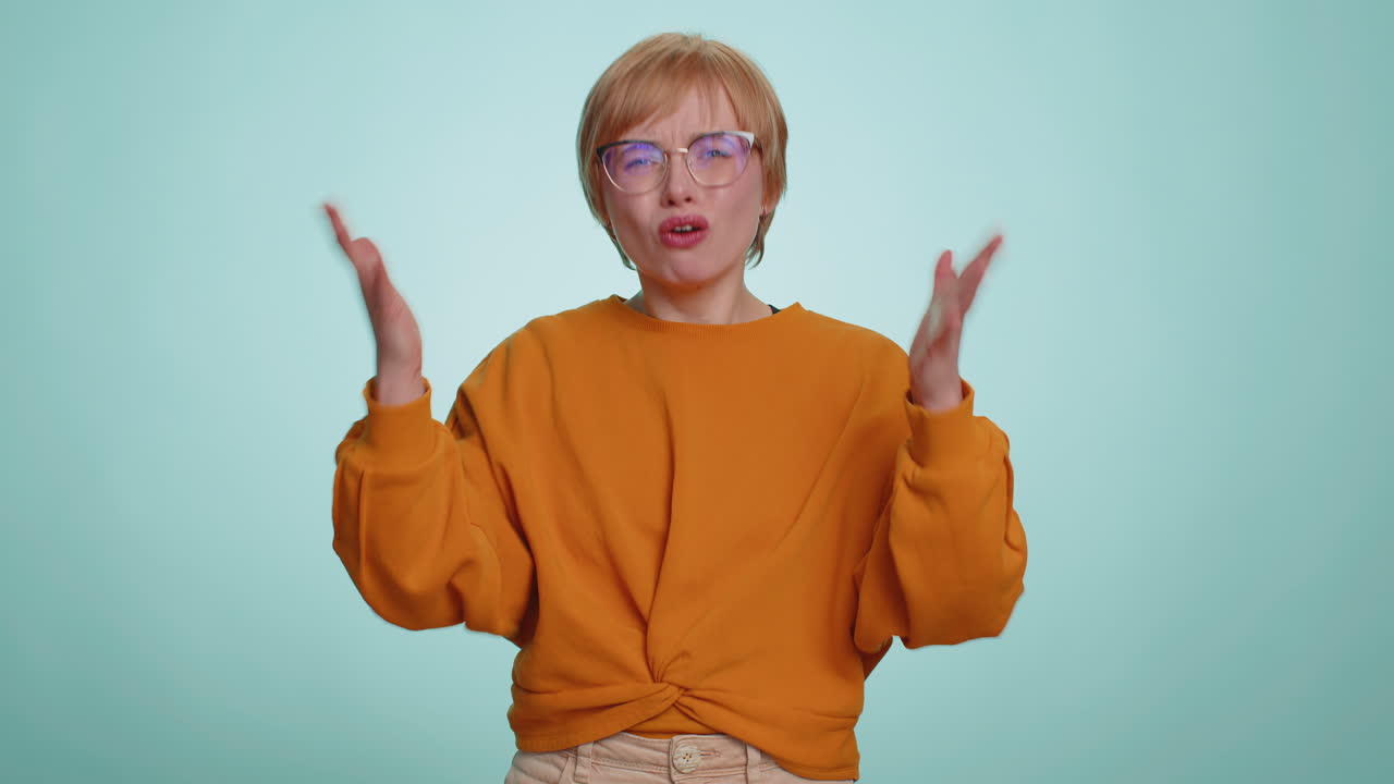 Young woman loses becoming surprised by lottery results bad fortune loss unlucky news bankruptcy