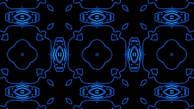 Fundo abstrato de padrão geométrico azul sem costura. Loop de Caleidoscópio de Listras Abstratas. Fundo VJ de Caleidoscópio Colorido Psicodélico Rápido. Fundo de Movimento Abstrato Disco. Efeito caleidoscópio