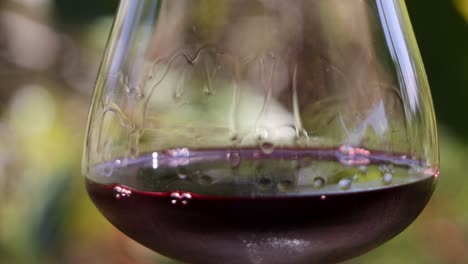 verter y airear vino rojo en la naturaleza