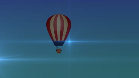 animación de senderos de luz sobre globo de aire caliente sobre fondo azul.