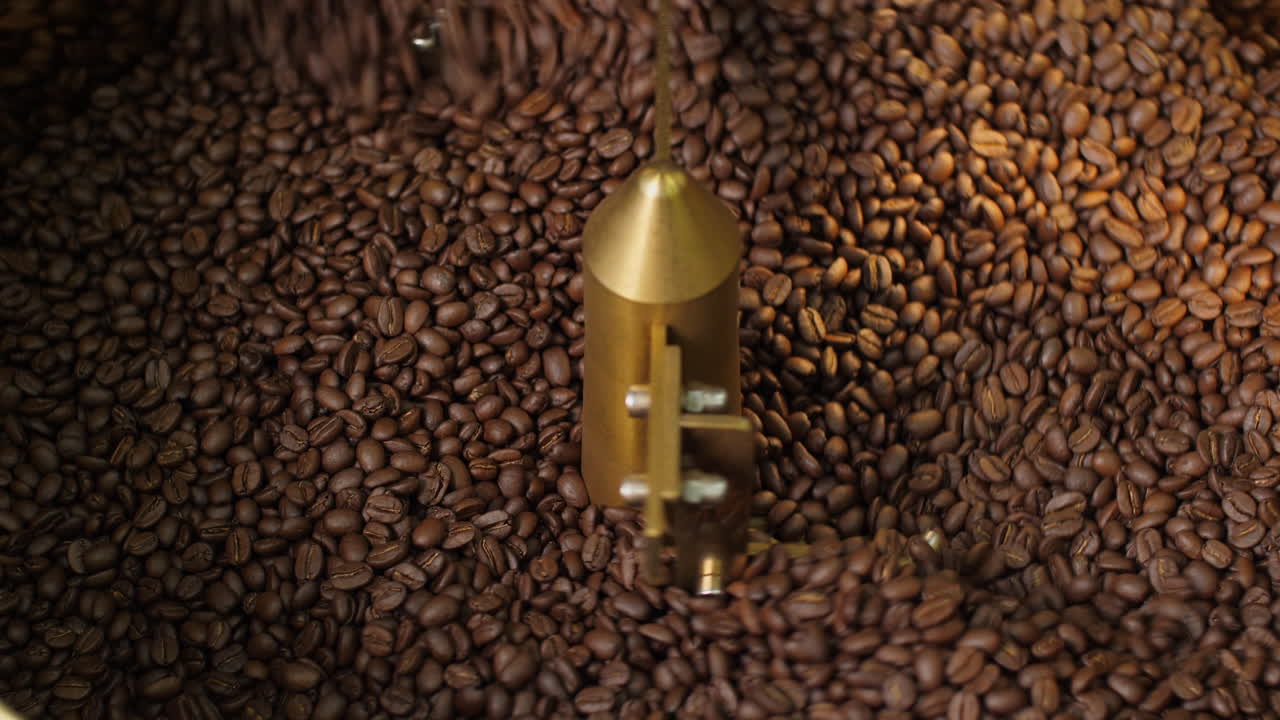 Roasted Coffee In Coffee Roaster