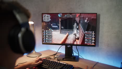 person playing a first person shooter game