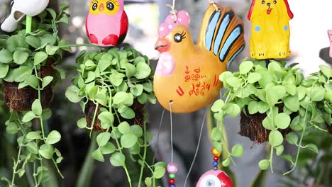 hanging plants and figurines