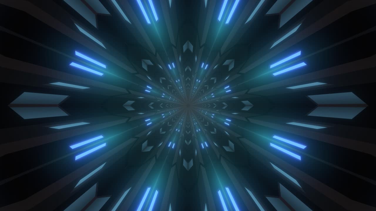 Neon Tunnel with Glowing Geometric Patterns
