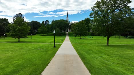 classic new england style church with spire