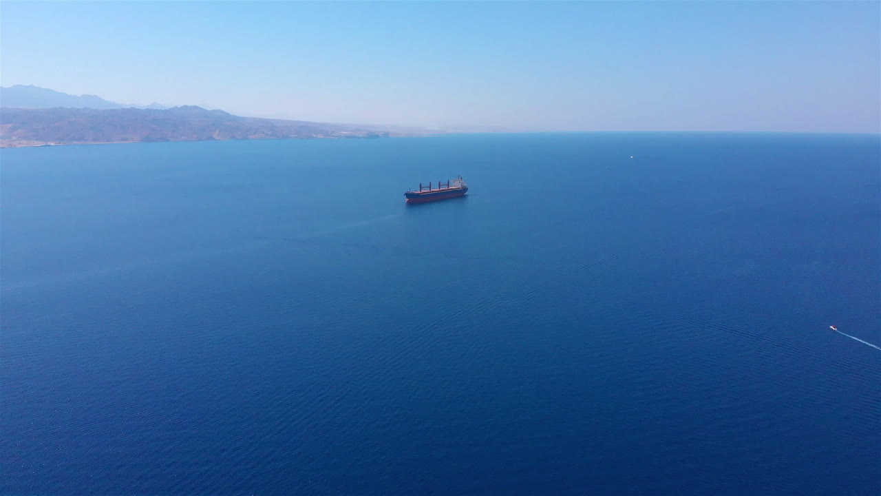 Large Tanker Ship in The sea Aerial view