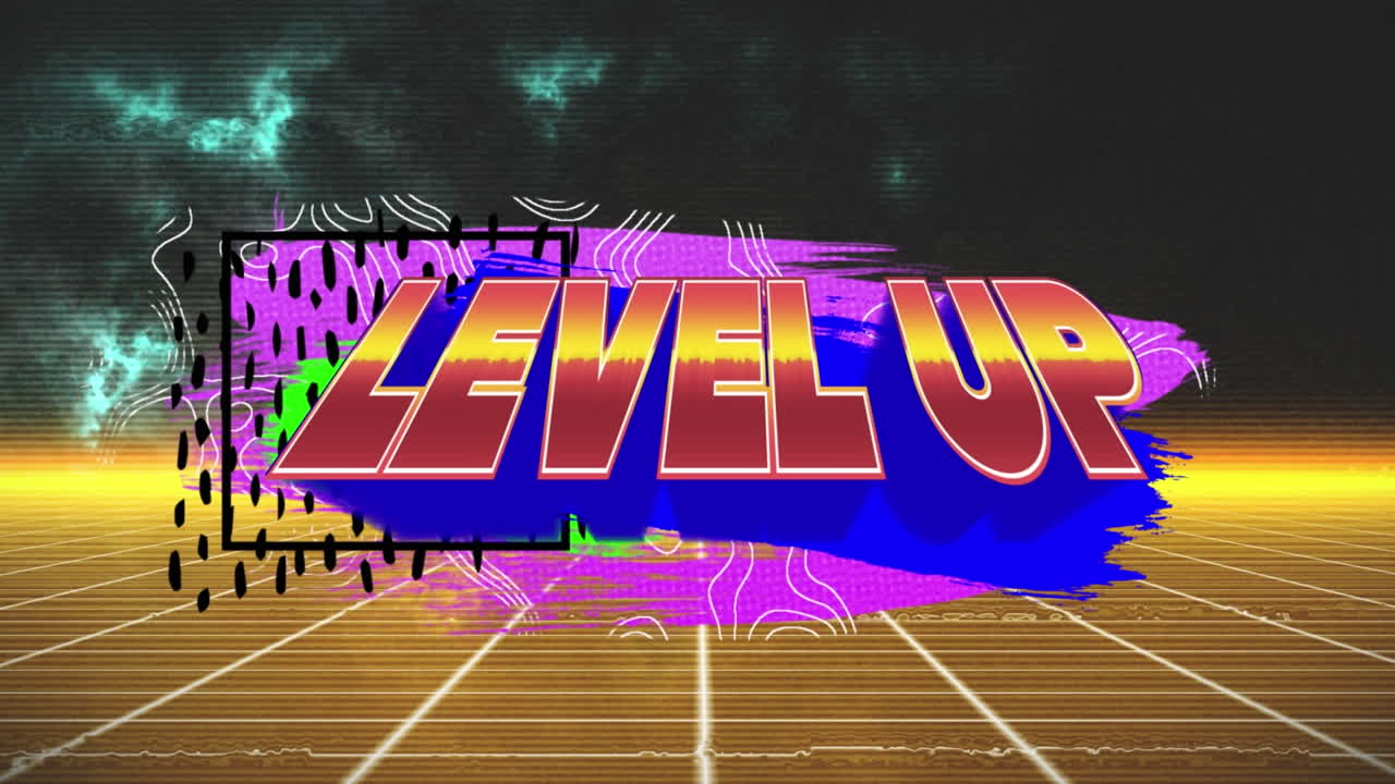 디지털 추상 공간에서 레벨을 올리는 애니메이션