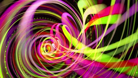 light flow bg in 4k. abstract looped background with light trails, stream of green red yellow neon lines in space move to form spiral shapes. modern trendy motion design background light effect