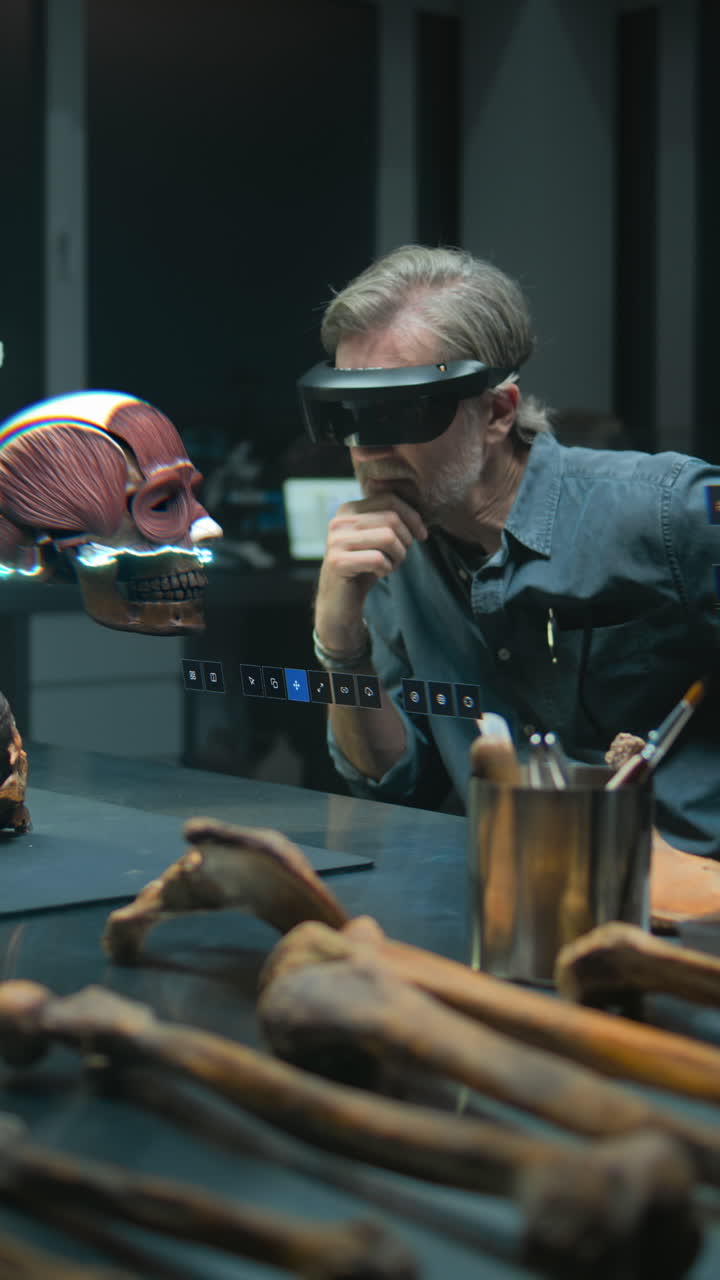 Archaeologist using AR to study ancient remains