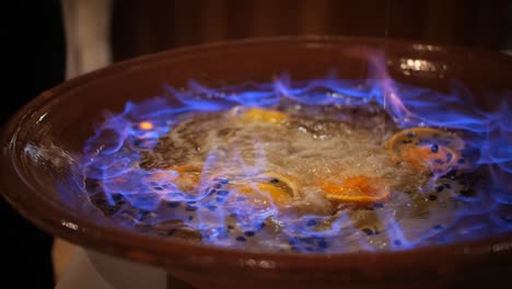 queimada, traditional galician drink based on orujo being burned in typical ritual