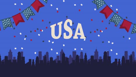 stati uniti d'america celebrazione con ghirlande sulla città