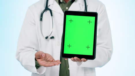 Médico,-Manos-O-Pantalla-Verde-En-Tableta