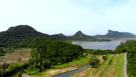 drone shot aerial view scenic landscape of nature mountain and forest place in thailand