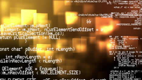 animation of data processing over orange to yellow glowing squares