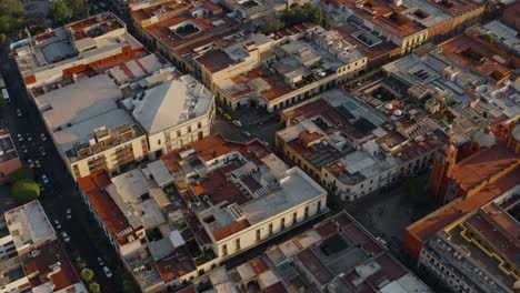 aerial view of the streets of downtown queretaro, cinematic 4k