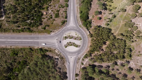 aerial view of a roundabout in a forest