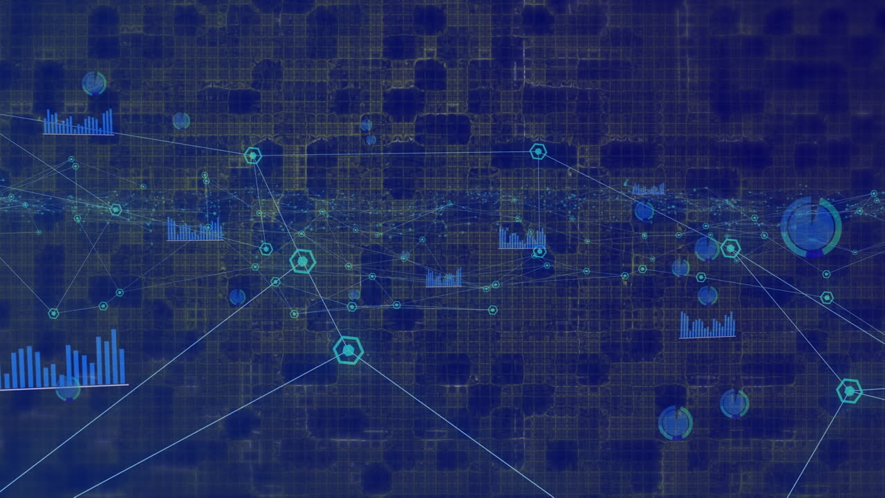 Animation of network of connections on blue background