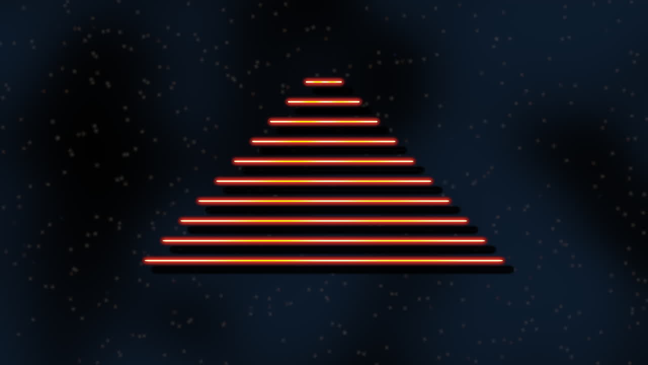 triángulo naranja retro de líneas láser en galaxia profunda