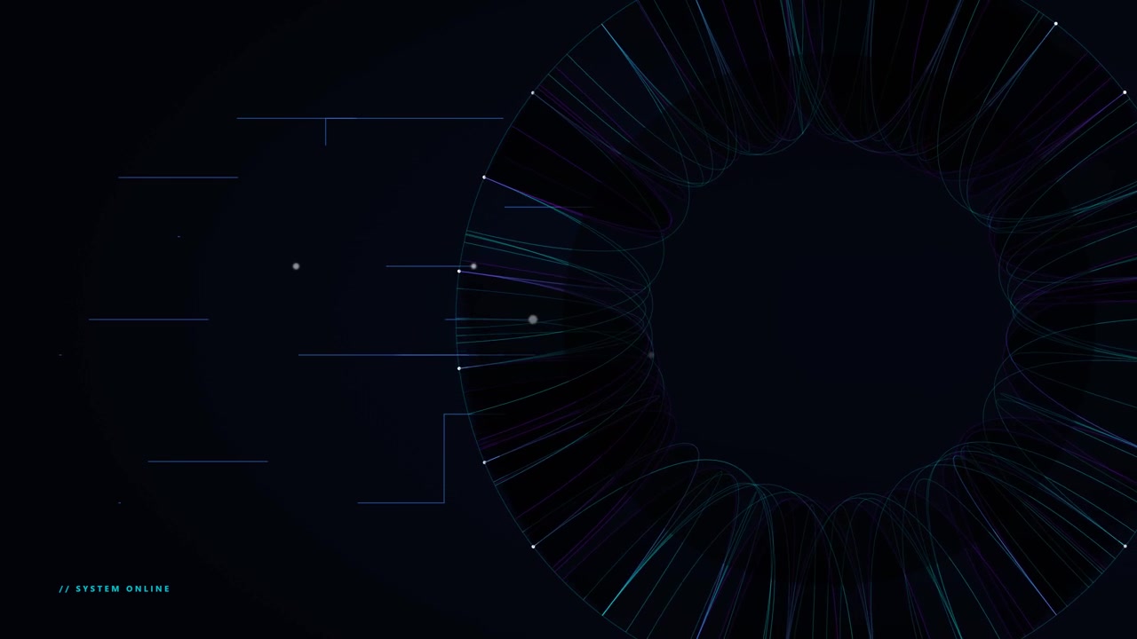 Abstract Digital Network Visualization with Rotating Circular Data Lines