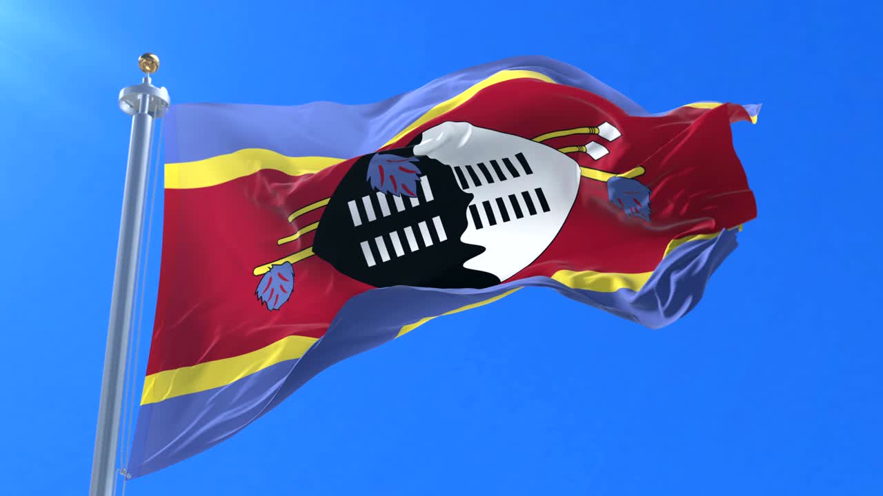 스와질랜드 발이 파란 하늘에서 느리게 바람에 흔들리고, 루프