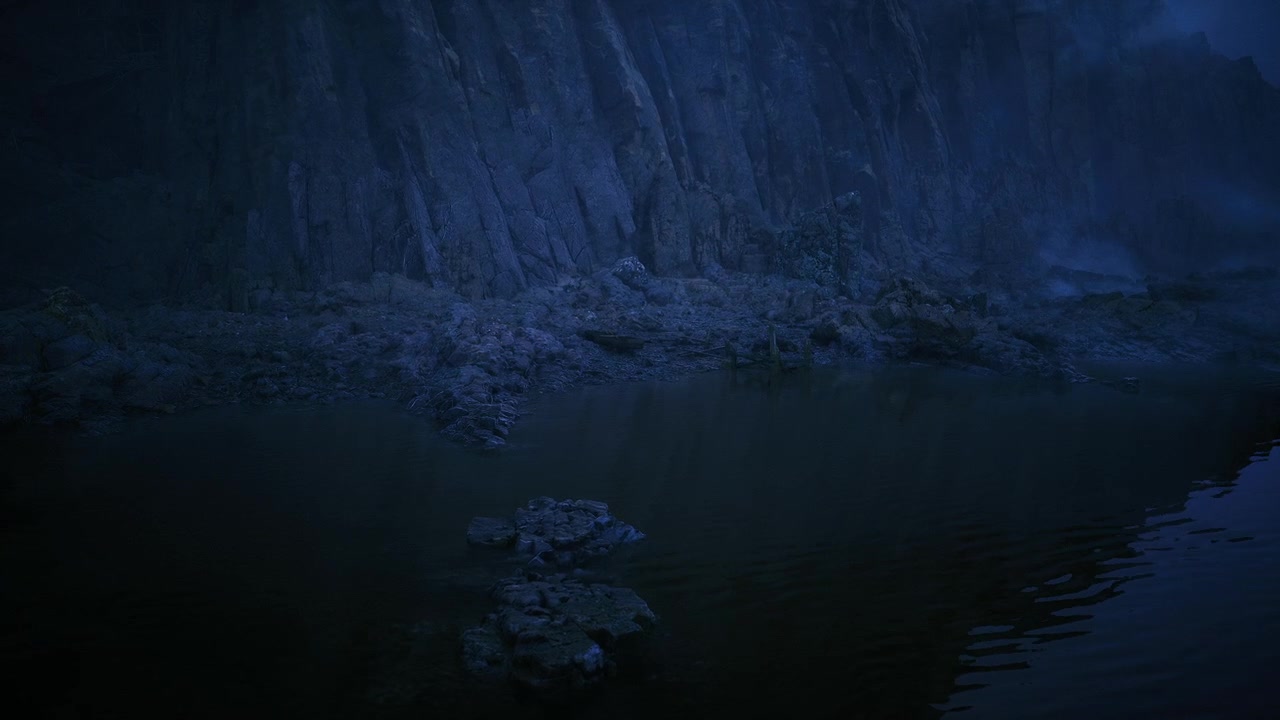 Peaceful remote water body with steep cliffs and tranquil atmosphere