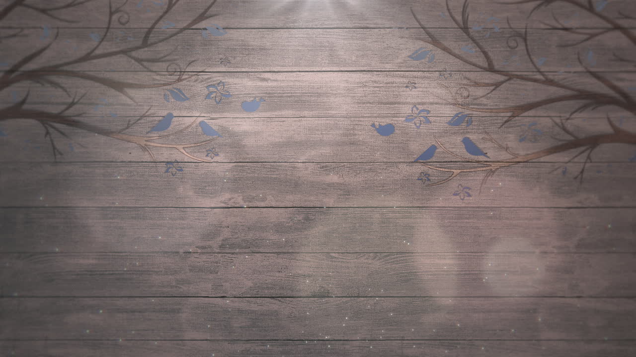 pájaros de movimiento de primer plano en árboles de madera con fondo de boda 1