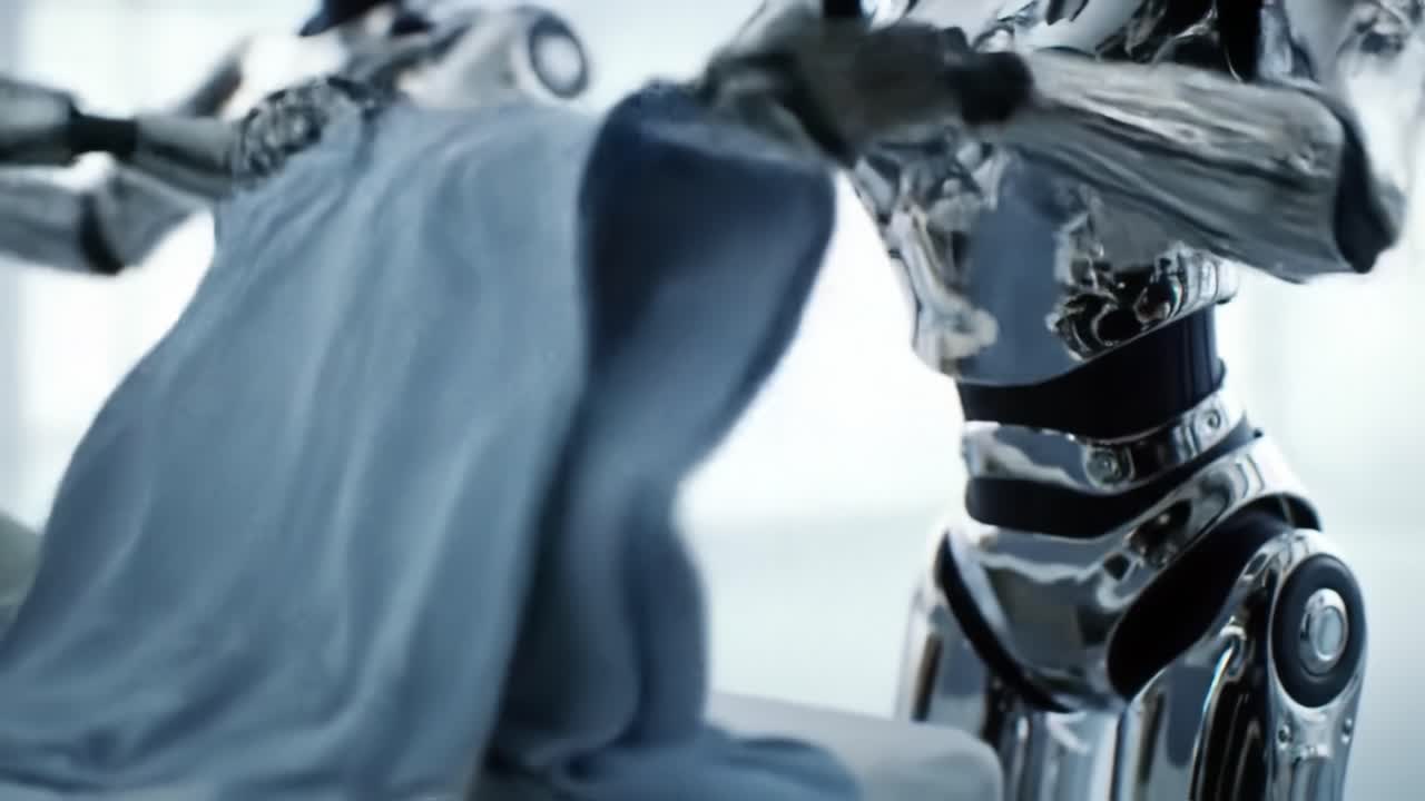 Robotic Hands in Action: A Showcase of Advanced Automation and Precision in Folding Textiles and Enhancing Workplace Efficiency with Innovative Technology