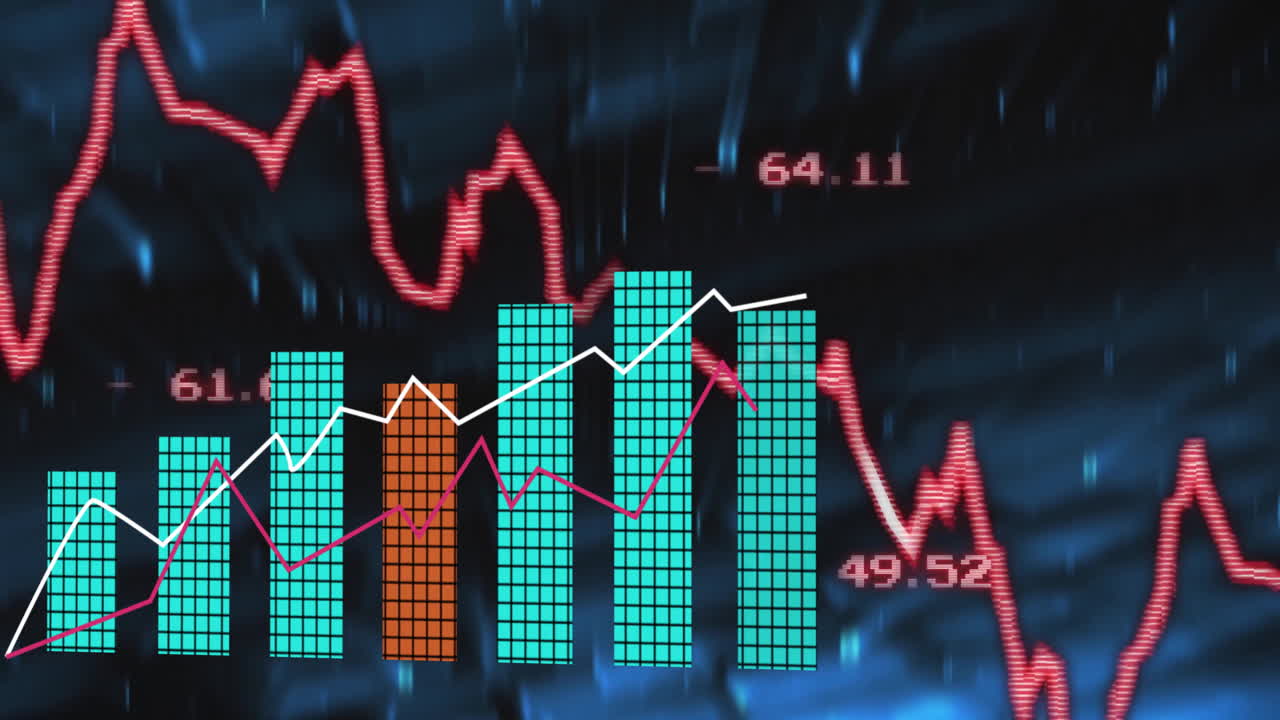 animación del procesamiento de datos digitales sobre las estadísticas