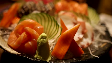 colorful sashimi dish with fresh ingredients