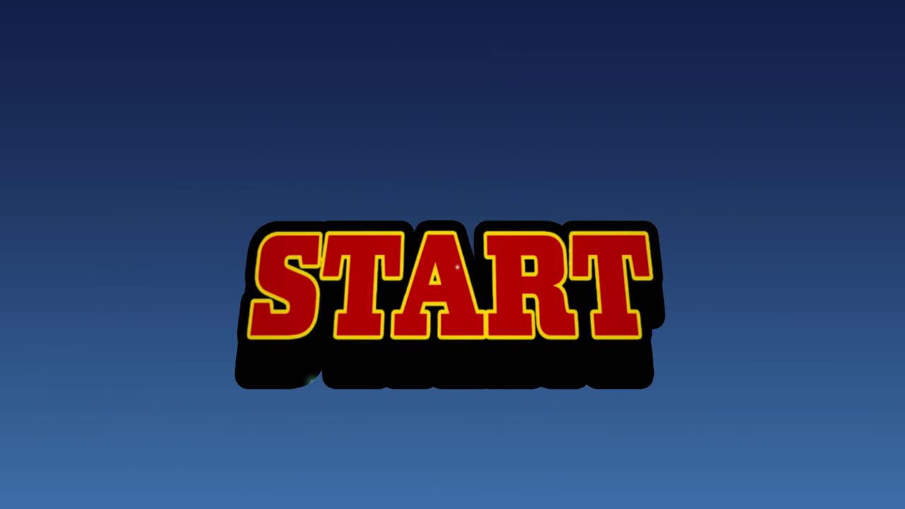Animation of start text on blue background