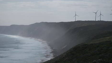 slow motion footage of the albany windfarm and the coastline in western australia