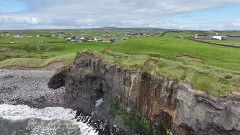 drone shot of ocean cliff