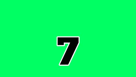 moving down cartoon number 7 seven animation green screen.flat design cartoon number drop down animated images 4k