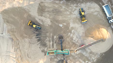 Aerial-view-of-sand-quarry,-industrial-extraction-of-sand-for-construction-industry