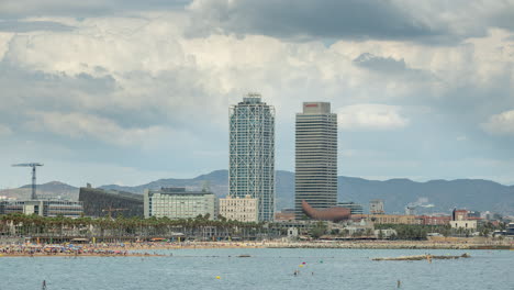 barcelona beach skyline viewed from the port