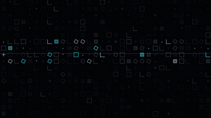 Abstract Digital Background with Moving Geometric Shapes and Lines