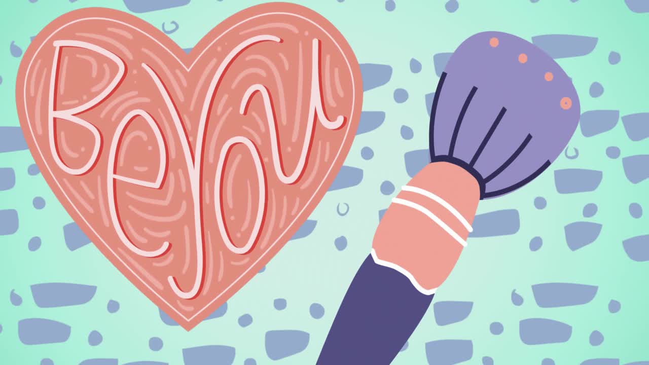 초록색 배경에 있는 파우더 브러시의 애니메이션