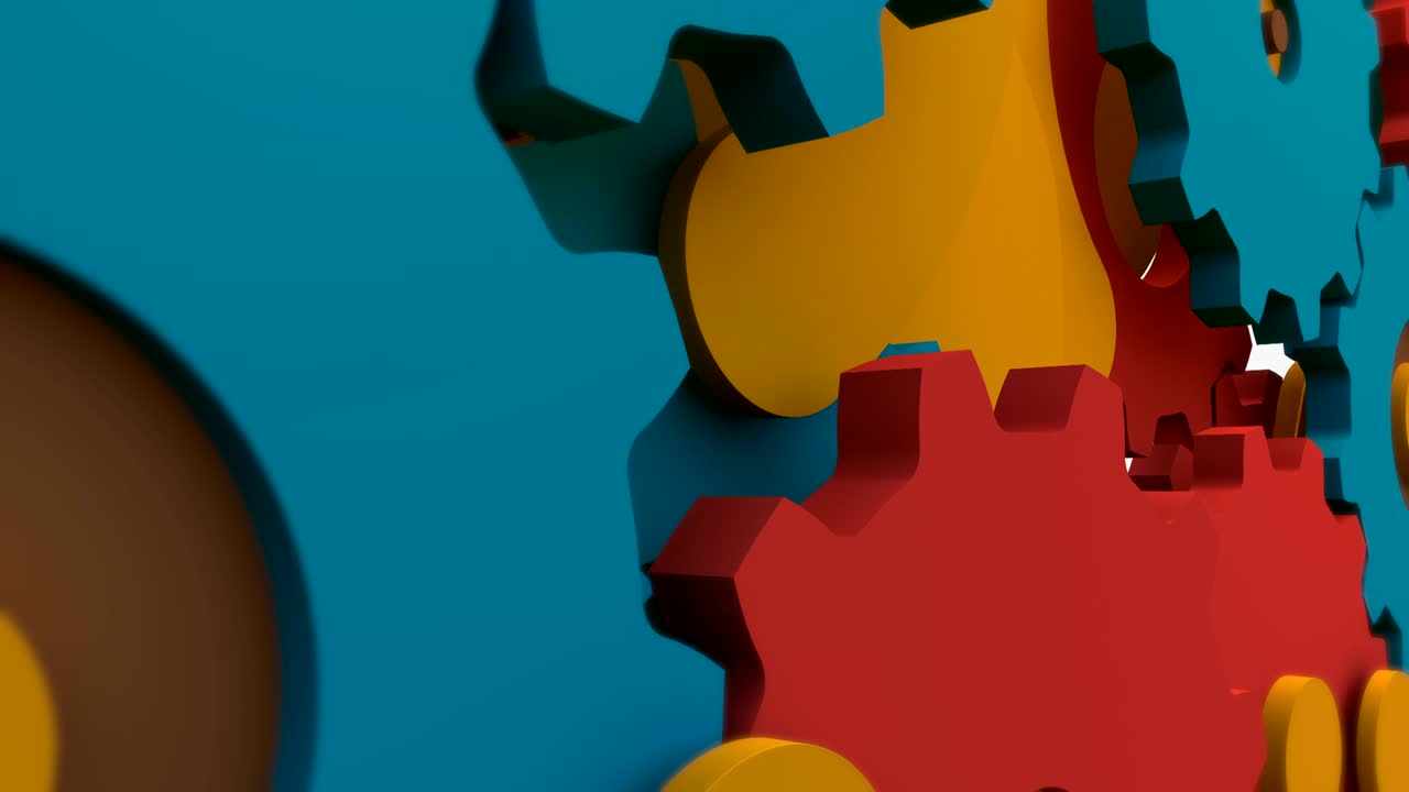 ruedas de colores vista detallada animación 3d - bucle sin costuras