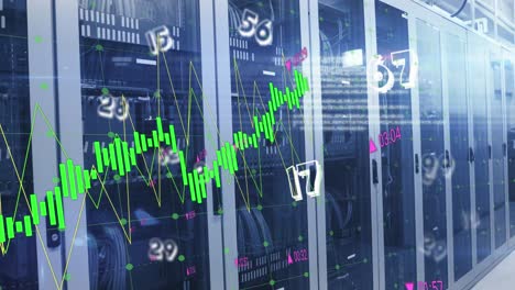 Animation-Mehrerer-Zahlen-Und-Datenverarbeitung-Im-Computerserverraum