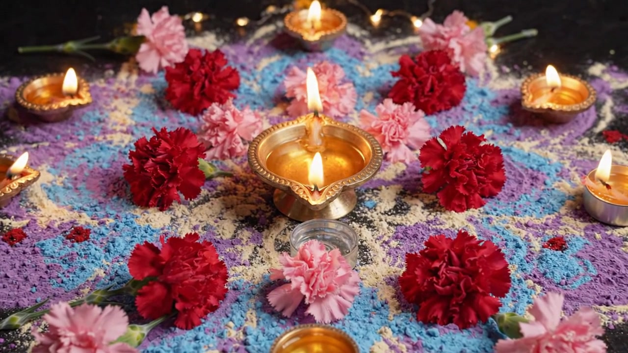 Motivo Rangoli tradizionale per la celebrazione del Diwali