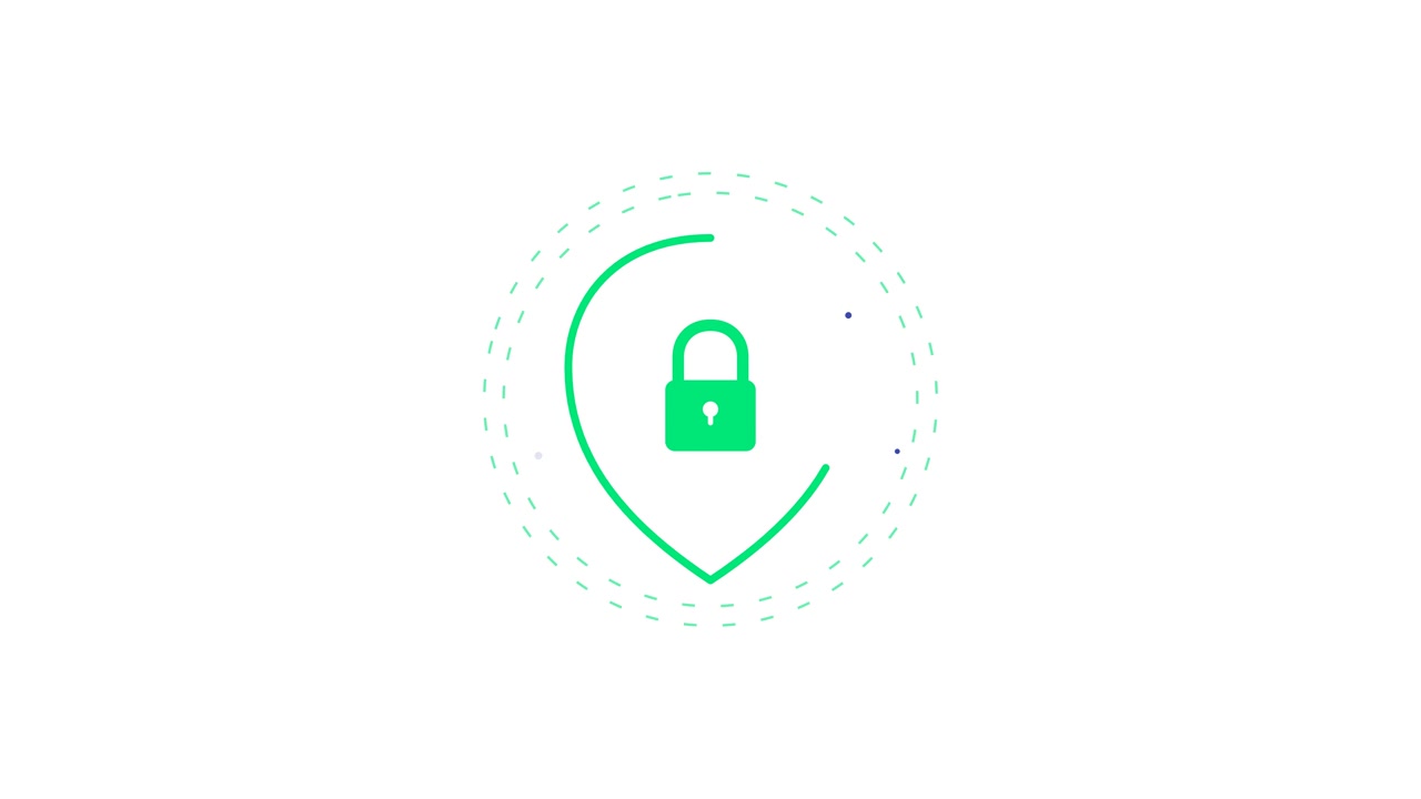 Animated Location Pin Icon with Secure Padlock Symbol