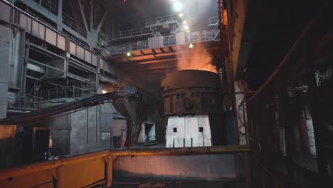 steel mill interior with smelting process