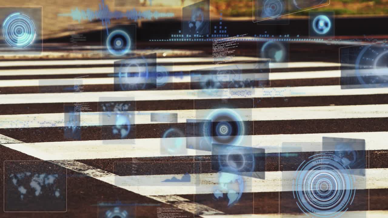 Animation of data processing over zebra crossing