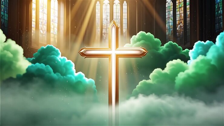 Christian Cross Heavenly Light Worship Background