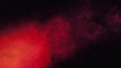 Diagonal Red Light with Sparks and Smoke
